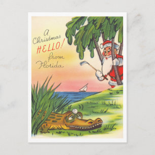 Cartão Postal Natal Olá Flórida Golfe Retro
