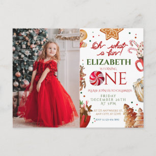 Cartão Postal Natal Papai Noel Rena que 1º Aniversário divertido