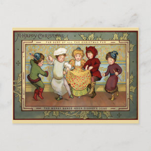 Cartão Postal Natal para as crianças dançarinas vitorianas