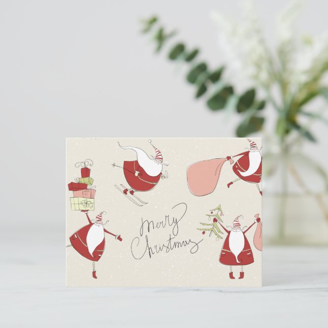 Cartão Postal Natal para Papais noeis bobos (Em pé/Frente)