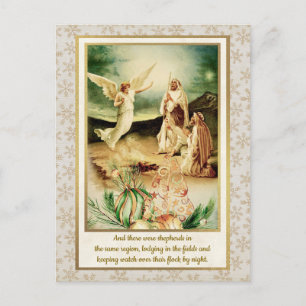 Cartão Postal Natal Pastores & Anjos Dourados Natal