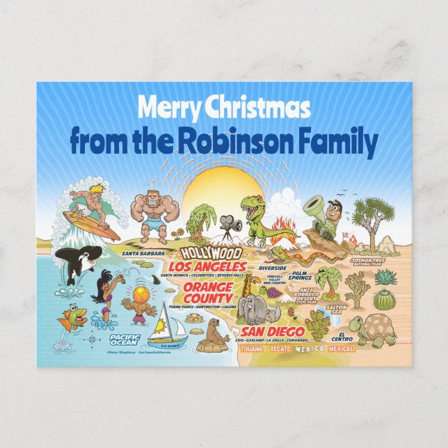 Cartão Postal Natal personalizado do SoCal (Frente)