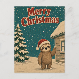 Cartão Postal Natal Preguiça Cottage Edge Animal