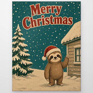 Cartão Postal Natal Preguiça Cottage Edge Animal