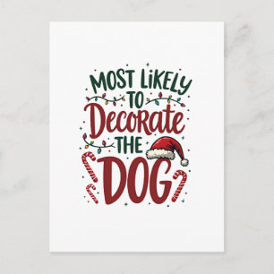 Cartão Postal Natal Provavelmente Decore Cachorro Xmas Família C