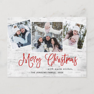 Cartão Postal Natal Rustic Birtic 3 PHOTO Saudação Feriado