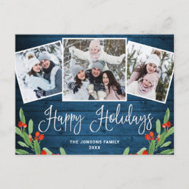 Cartão Postal Natal Rustic Wood 3 FOTO Saudação Feriado