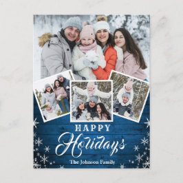 Cartão Postal Natal Rustic Wood 4 PHOTO Saudação Feriado