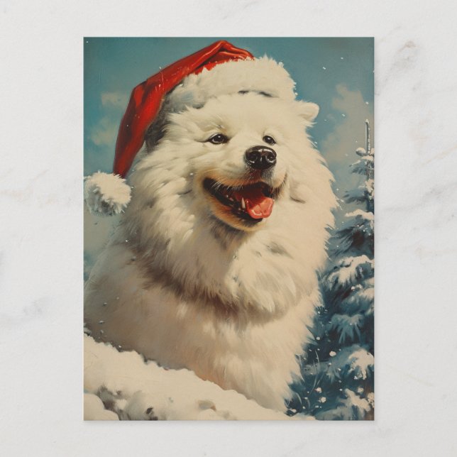 Cartão Postal Natal Samoyed (Frente)