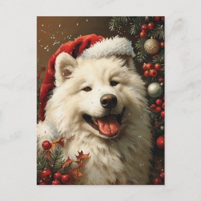 Cartão Postal Natal Samoyed (Frente)