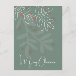 Cartão Postal Natal simples floral abstrato visco
