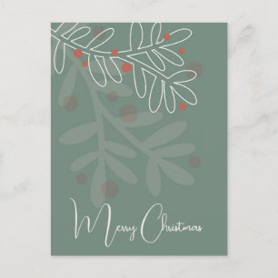 Cartão Postal Natal simples floral abstrato visco