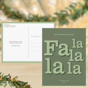 Cartão Postal Natal Simples Minimalista Verde Fa La Moderno