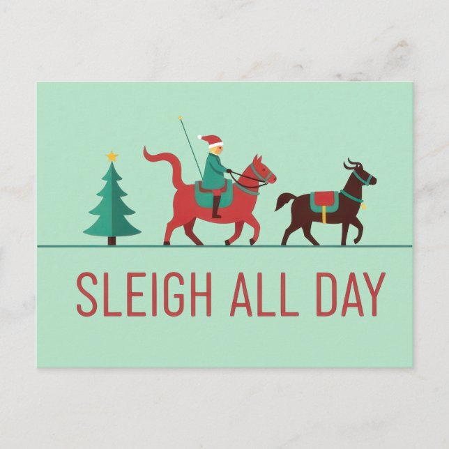 Cartão Postal Natal Sleigh All Day (Frente)