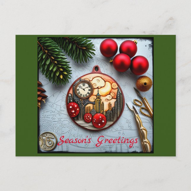 Cartão Postal Natal Steampunck (Frente)