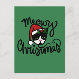 Cartão Postal Natal Tuxedo Cat