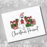 Cartão Postal Natal Única e Humorístico, Engraçado<br><div class="desc">Explore esta maravilhosa impressão do 'Fantasma do Presente de Natal', que gentilmente homenageia um querido filme clássico. Esta charmosa design apresenta um lindo e adorável fantasma de Natal fazendo um chapéu de Papai Noel rosa festivo e rodeado por uma abundância de presentes de Natal lindamente embrulhados. A paleta de cores...</div>