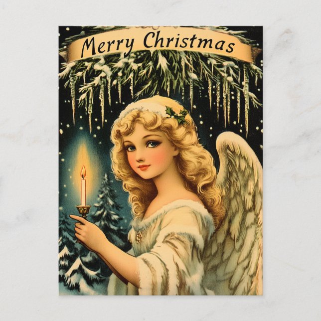 Cartão Postal Natal vintage Angel (Frente)