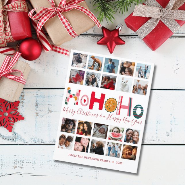 Cartão Postal Natalina Moderna Ho Ho Ho 20 Fotos  (Criador carregado)
