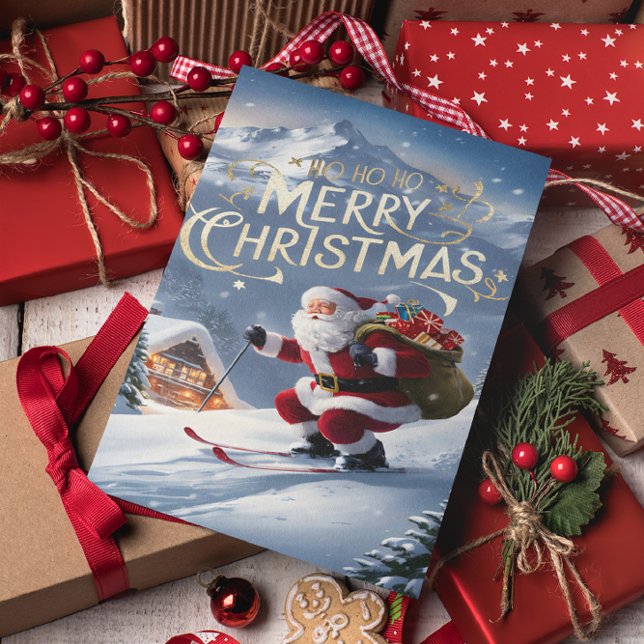 Cartão Postal Natalino Papai Noel Desliza pela Encosta Nevada (Criador carregado)