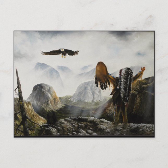 Cartão Postal Native American Painting~ Amigo de boas-vindas (Frente)