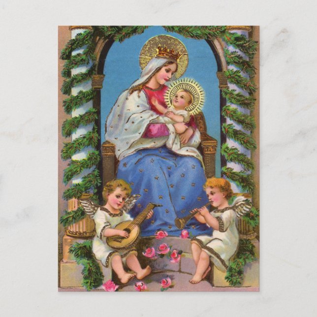 Cartão Postal Natividade Com Madonna E Criança (Frente)