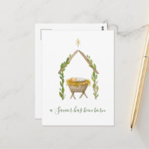 Natividade de Natal em Aquarela com Letra Elegante