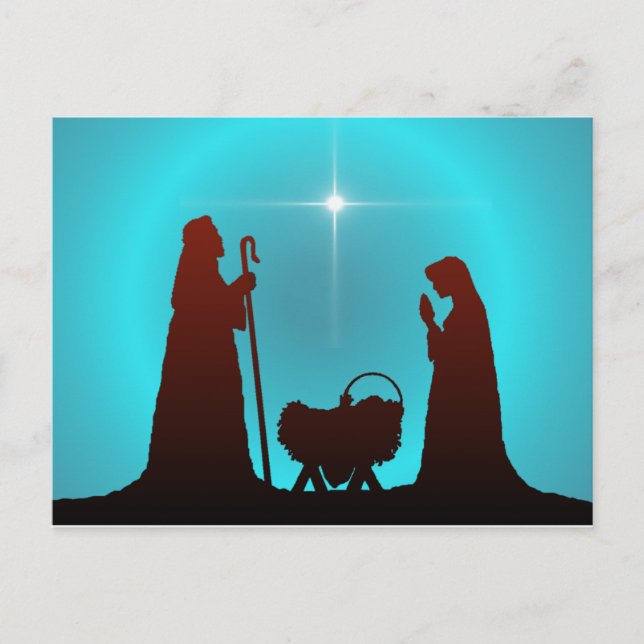 Cartão Postal NATIVITY SILHOUETTE & STAR por SHARON SHARPE (Frente)