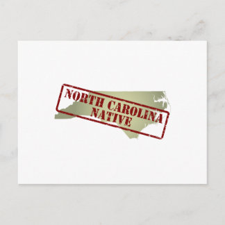 Cartão Postal Nativo da Carolina do Norte gravado no mapa