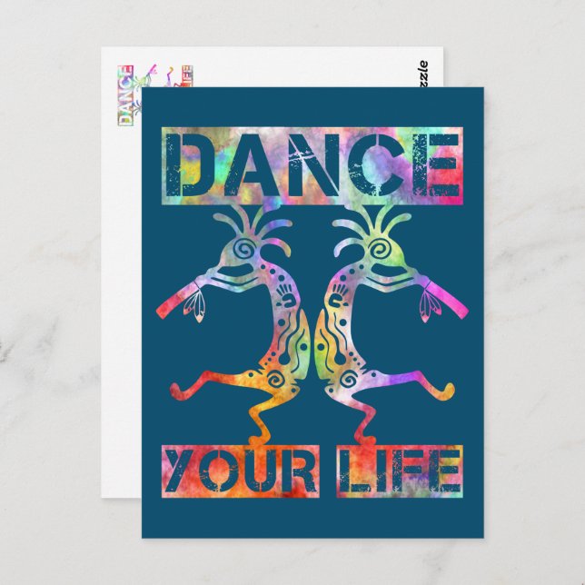 Cartão Postal Nativos Americanos Kokopelli - Dance Your Life 3 (Frente/Verso)