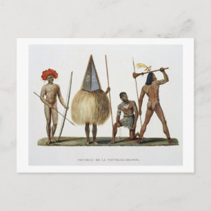 Cartão Postal Nativos da Nova Irlanda, do "Voyage autour du Mon"