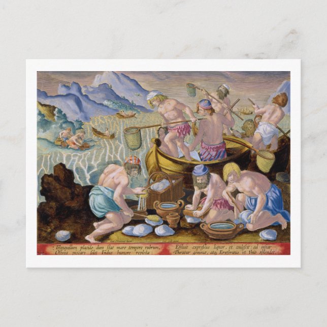 Cartão Postal Nativos Pescando Mariscos Gigantes no Indo, pranch (Frente)