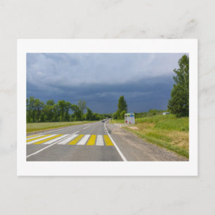 Cartão Postal Nature Stormy Landscape Road Bielorrússia