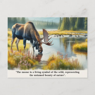Cartão Postal Nature Wildlife Moose com citação