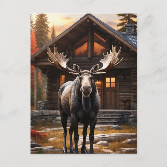 Cartão Postal *~* Natureza Cabina AP49 Algodão Florestal MOOSE (Frente)