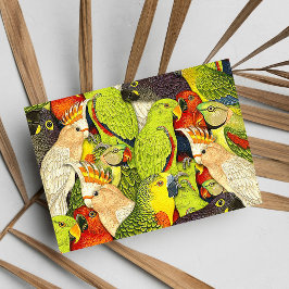 Cartão Postal Natureza Caprichosa Padrão de Papagaios Verdes Ave