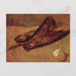 Cartão Postal Natureza Morta com Arenques e Alho por Vincent van