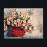 Cartão Postal Natureza-morta com Crisântemos de Claude Monet<br><div class="desc">Natureza-morta com Crisântemos (1914) de Claude Monet é uma pintura floral de natureza-morta impressionista vintage de belas-artes. Um buquê de flores de jardim da primavera em flor numa jarra. Sobre o artista: Claude Monet (1840-1926) foi um fundador do movimento de pintura impressionista francês, sendo a maioria de suas pinturas paisagens...</div>