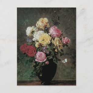 Cartão Postal Natureza-morta com Flores em Vaso por Olaf Hermans