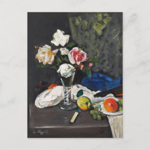 Cartão Postal Natureza Morta com Frutas e Rosas   George Leslie 