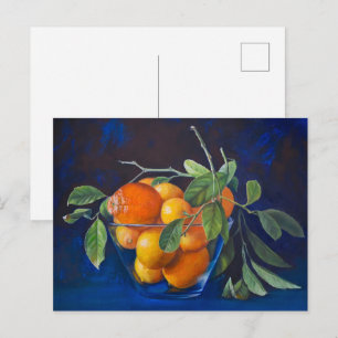 Cartão Postal Natureza-morta com limões e ramo de laranja