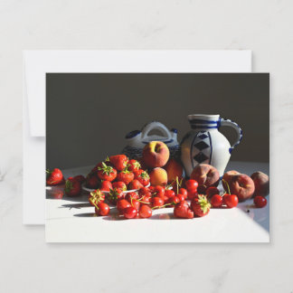 Cartão Postal Natureza Morta com Morangos, Pêssegos e Cerejas