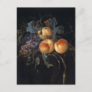 Cartão Postal Natureza-morta com Pêssegos e Uvas por van Aelst