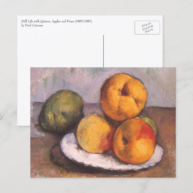 Cartão Postal Natureza Morta com Quince, Maçãs, Peras por Paul C (Frente/Verso)