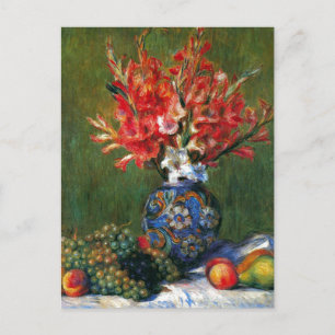 Cartão Postal natureza-morta de Renoir Flores e Frutas pintura a