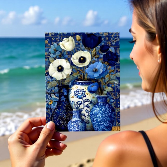 Cartão Postal Natureza-Morta Floral Azul Holandesa (Criador carregado)