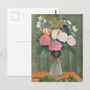 Cartão Postal Natureza-morta Floral Rosa Vintage de Henri Rousse