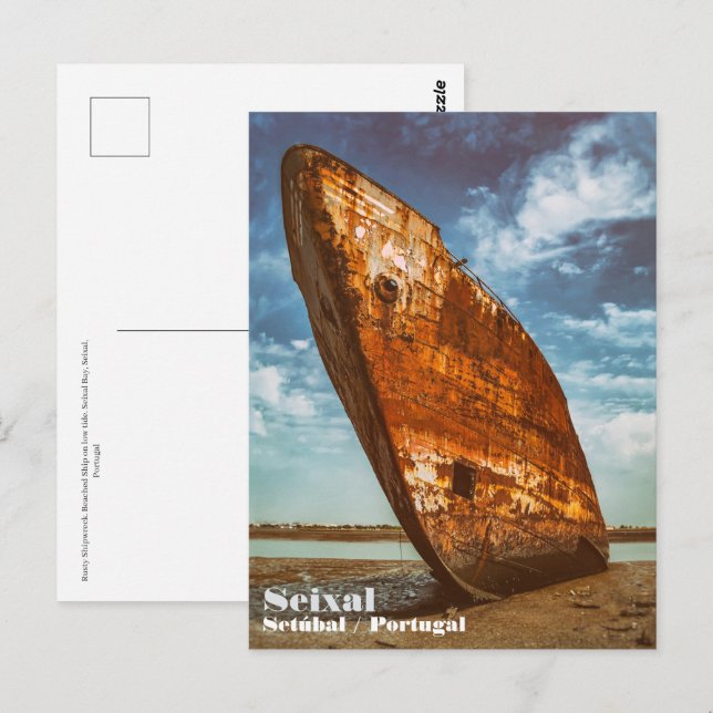 Cartão Postal Naufrágio enferrujado, aprisionado ou encalhado na (Frente/Verso)