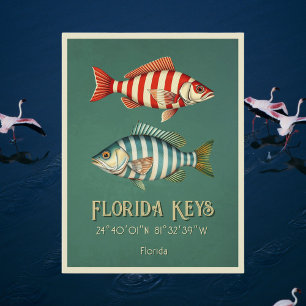 Cartão postal náutico de peixe striped da Florida 