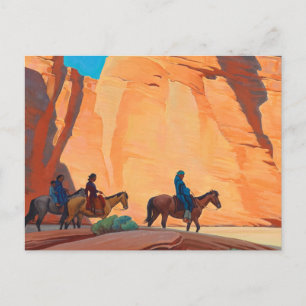 Cartão Postal Navajos em um Canyon, 1945 por Maynard Dixon